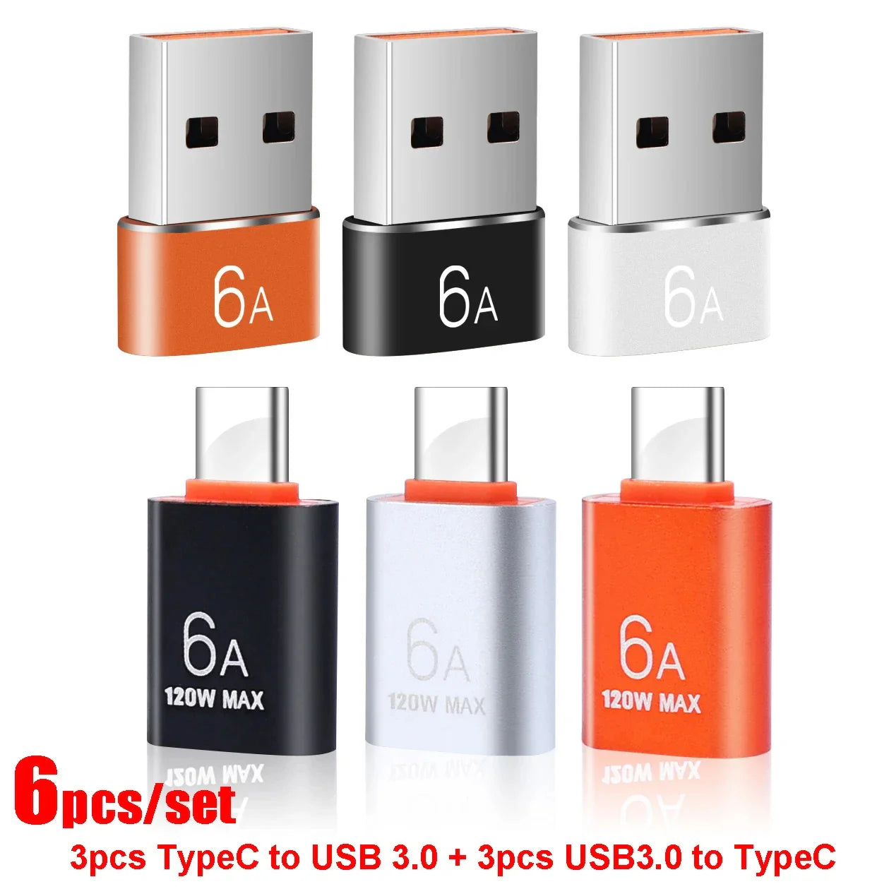 6A USB 3.0 to Type-C & Type-C to USB OTG Adapter – Fast Charging Connector for Samsung, Xiaomi, PC & MacBook Pro