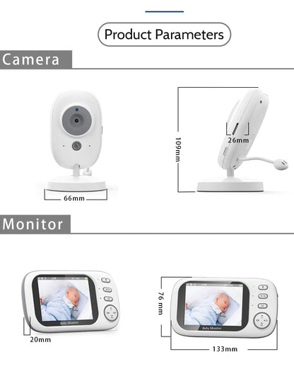 3.5" Video Baby Monitor — Night Vision, 2.4G Two-Way Audio, Temperature Display, Home Security Camera