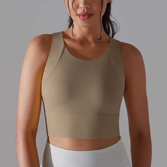 Women's Nylon Sports Bra – Elastic Yoga Crop Top, Stretch Gym Fitness Bra for Training & Activewear