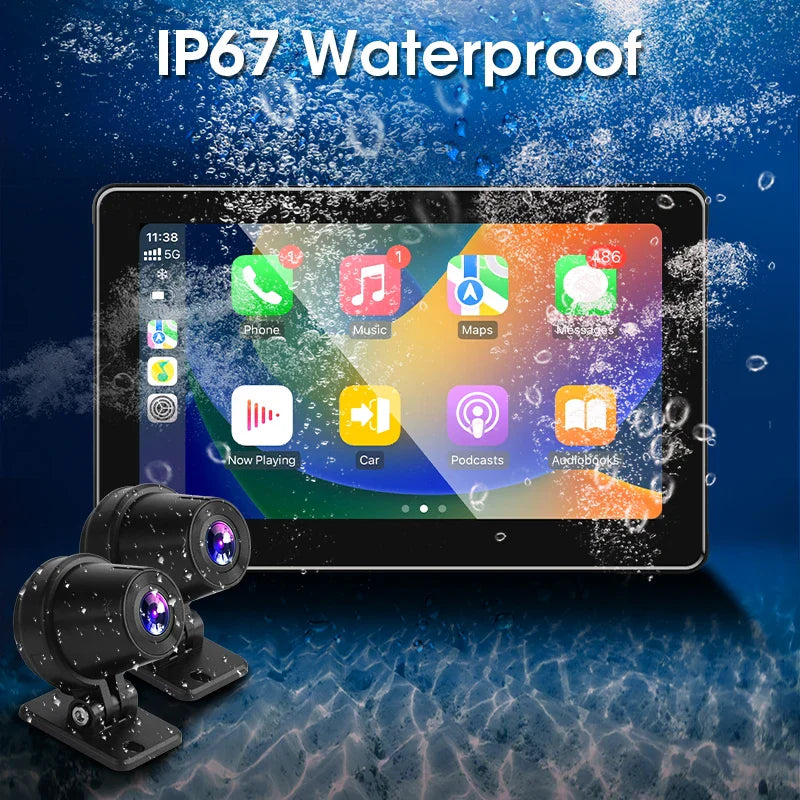 7-Inch Motorcycle GPS Navigation with Wireless Apple CarPlay & Android Auto – Waterproof Touchscreen Display, BT Connectivity, IPX7
