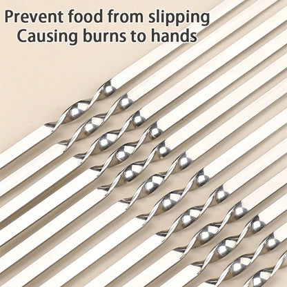 Stainless Steel Barbecue Skewers - 10/15Pcs Reusable BBQ Kebab Sticks for Outdoor Camping and Picnics - Cooking Tools