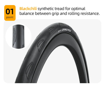 Continental Grand Prix Road Bicycle Tire – 700C Folding Clincher, Tubeless & Tube Options