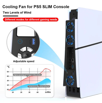 REMANK PS5/PS5 Slim Cooling Fan System – LED Light Cooling for Disc & Digital Console