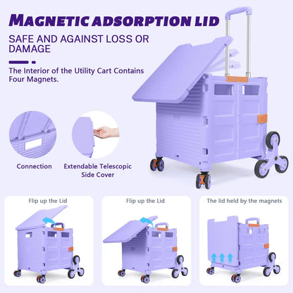 SELORSS Large Capacity Foldable Utility Cart — Portable Outdoor Shopping & Vegetable Basket Cart for Camping & Storage