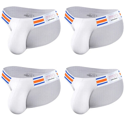 Men’s Breathable Brief Underwear 1/2/3/4PCS – High Fork Triangle Design with Striped Elastic Waistband Comfort Fit
