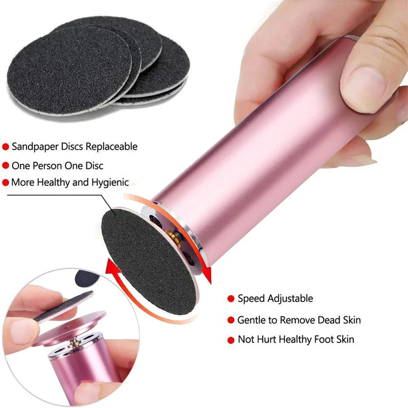 Electronic Foot File Pedicure Sander — Electric Callus Remover with 60pcs Replacement Sandpaper Discs