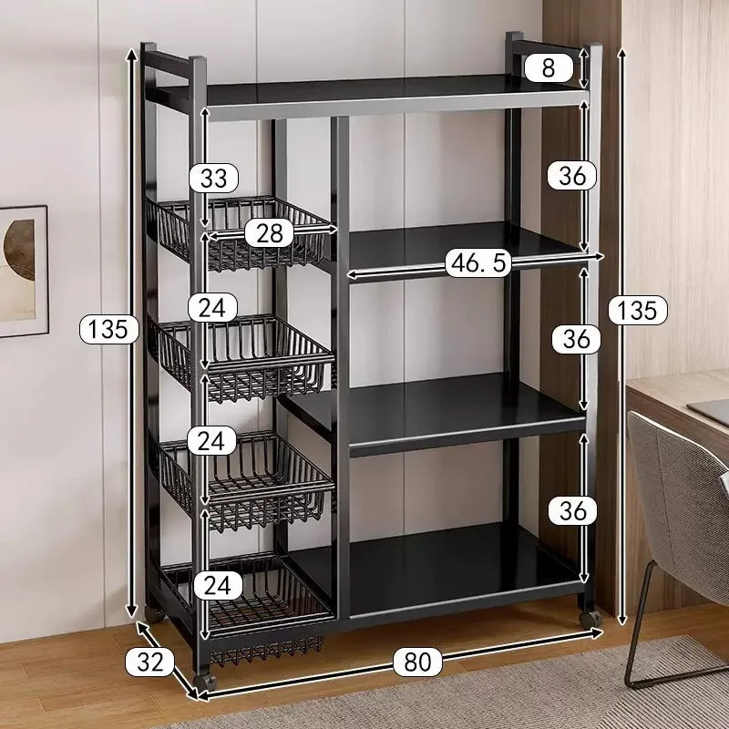 Multi-Tier Freestanding Kitchen Storage Shelf – Movable Vegetable, Snack & Grocery Organizer Rack, Bathroom Storage Solution