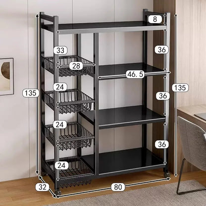 Multi-Tier Freestanding Kitchen Storage Shelf – Movable Vegetable, Snack & Grocery Organizer Rack, Bathroom Storage Solution