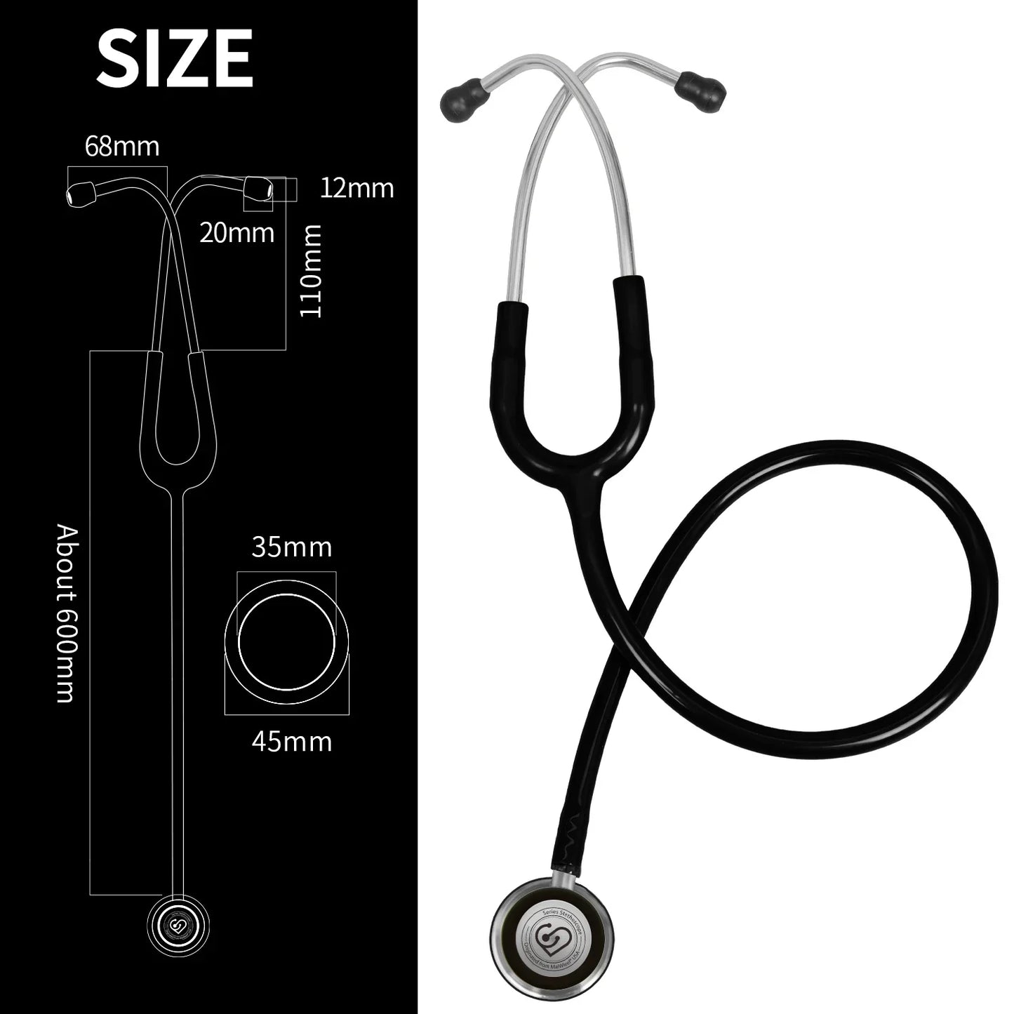 Portable Double-Sided Medical Stethoscope — Professional Cardiology Stethoscope for Doctors, Nurses, and Medical Use