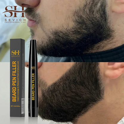 Waterproof Beard Filler Pen - Black Moustache & Beard Coloring Enhancer for Fuller-Looking Facial Hair