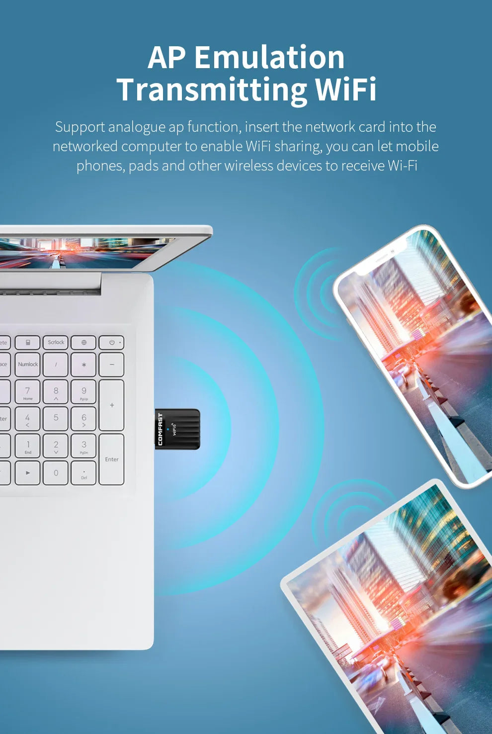 Comfast WiFi 6 USB Adapter – Mini Wireless Dongle Network Card for PC & Laptop 600Mbps