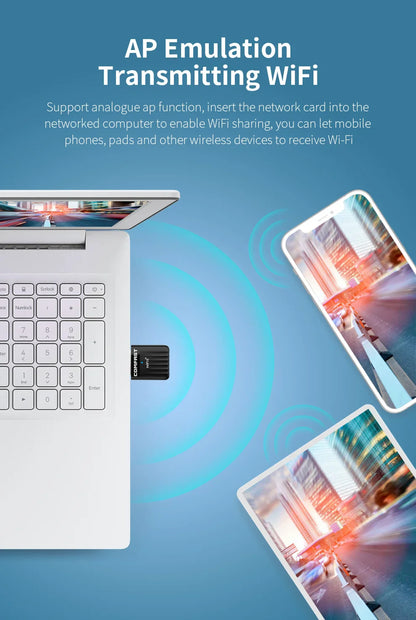 Comfast WiFi 6 USB Adapter – Mini Wireless Dongle Network Card for PC & Laptop 600Mbps