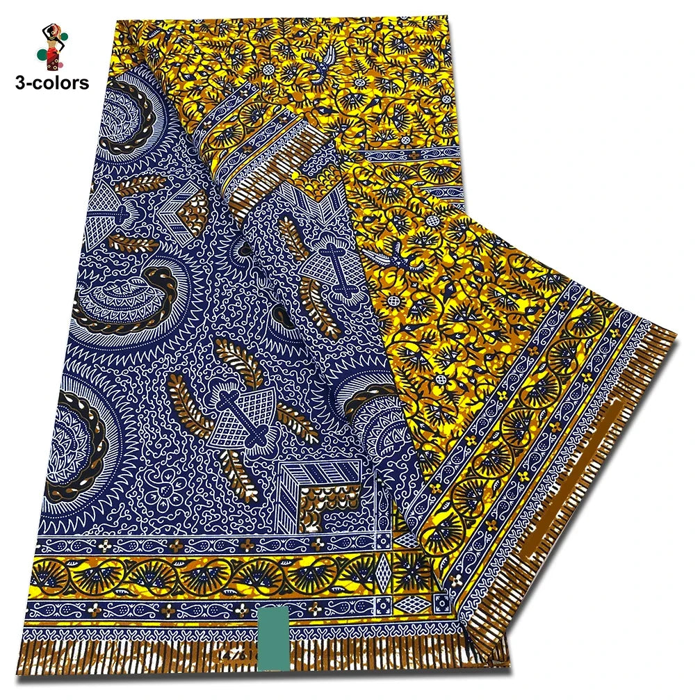 African Real Wax Print Fabric - 100% Cotton Soft Ankara Pagne Material for Dresses