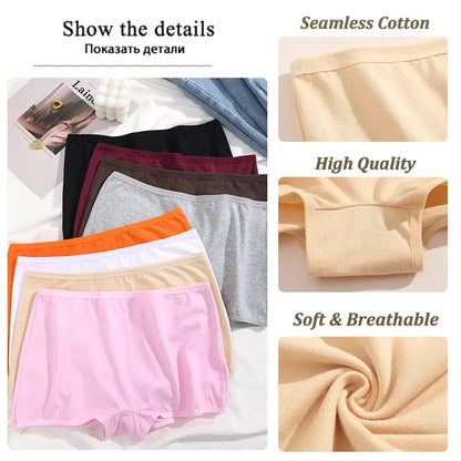 New Women’s Cotton Seamless Sports Panties – Solid Color Boxers, Cozy Lingerie Underwear XS-XL