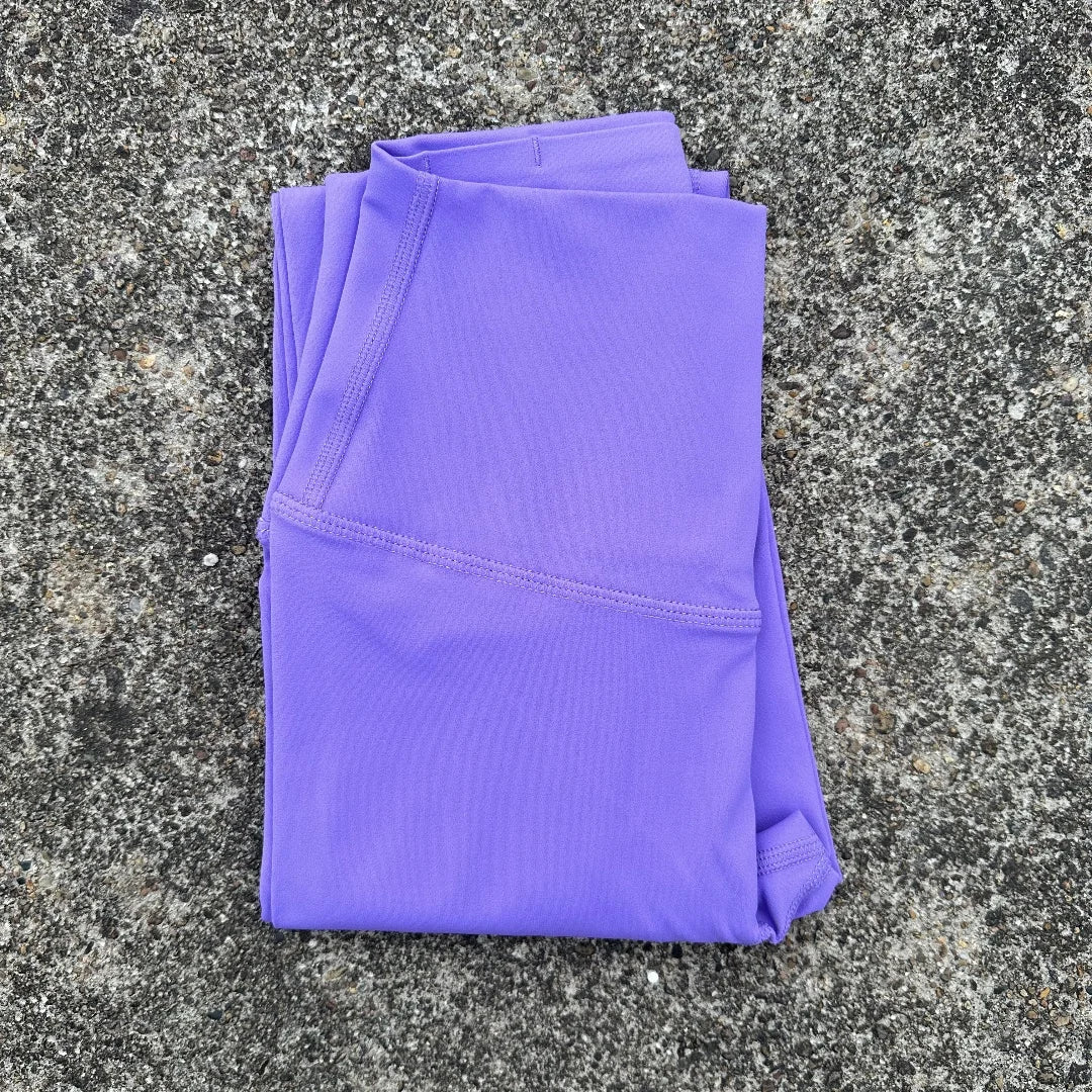 High Waist Women's Yoga Leggings - Solid Color Cropped Gym & Training Pants with Back Pocket