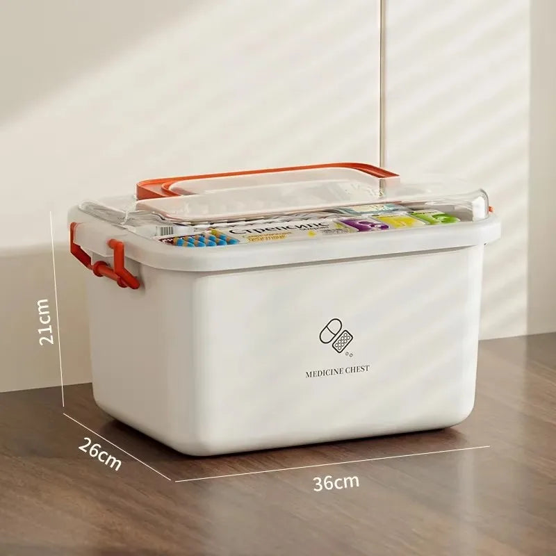 Large Capacity Medicine Box – Portable Home First Aid Kit with Multi-Layer Drug Storage for Family Emergencies