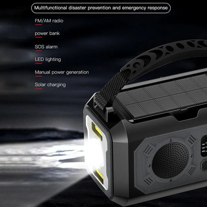 12000mAh AM/FM/NOAA Weather Radio – Solar Hand Crank Portable Emergency Radio with 2 Solar Panels, Reading Lamp for Camping
