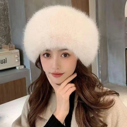 Winter Faux Fur Bucket Hat for Women – Fluffy Thick Plush Fisherman Hat, Coldproof & Windproof Skiing Fashion Panama Cap