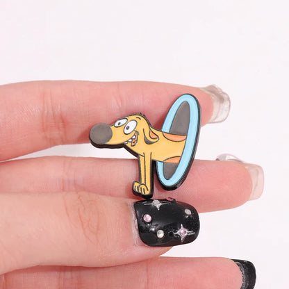 Colorful Cat & Dog Anime Brooch – Cartoon Pin for Clothing, Collars, and Film & TV Accessories