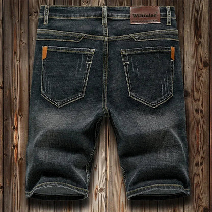 Men's Denim Shorts - 2026 Summer Stretch Slim Straight Jean Shorts in Dark Blue