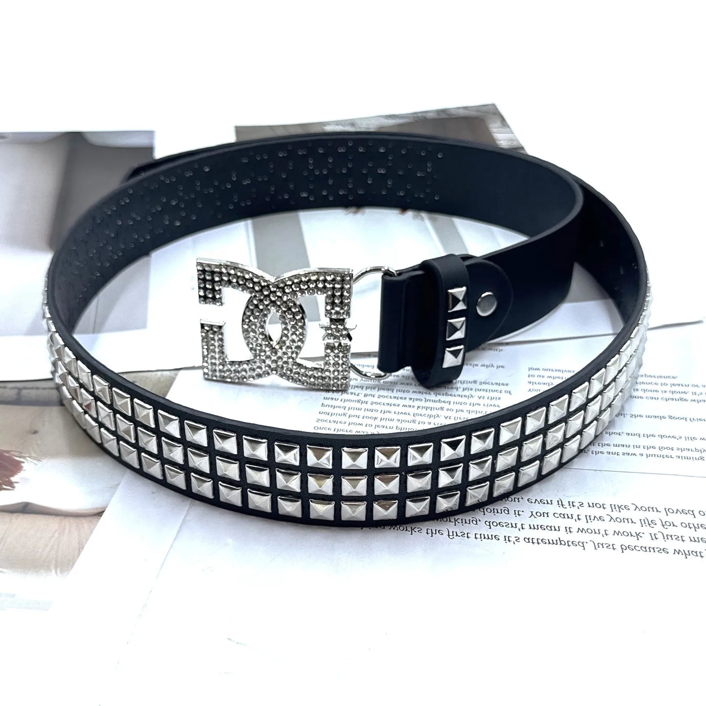 YK2 Luxury Women's Rhinestone Belt – Punk Rivet Leather Fashion Belt with Decorative Embedded Design