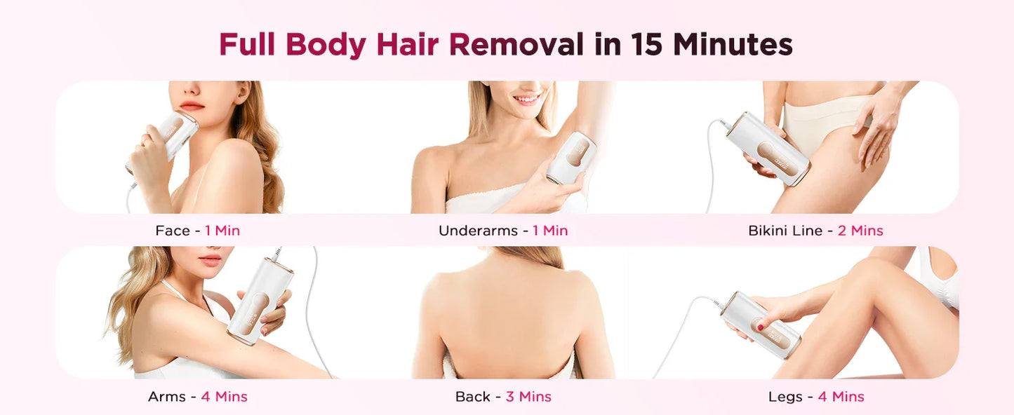990,000 Flash IPL Laser Epilator — Permanent Painless Hair Removal for Men & Women, Body & Bikini