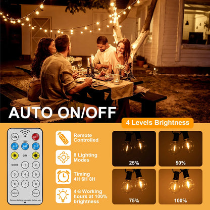 Solar LED G40 Globe String Lights – Waterproof Shatterproof Outdoor Hanging Lights for Backyard & Bistro Decoration