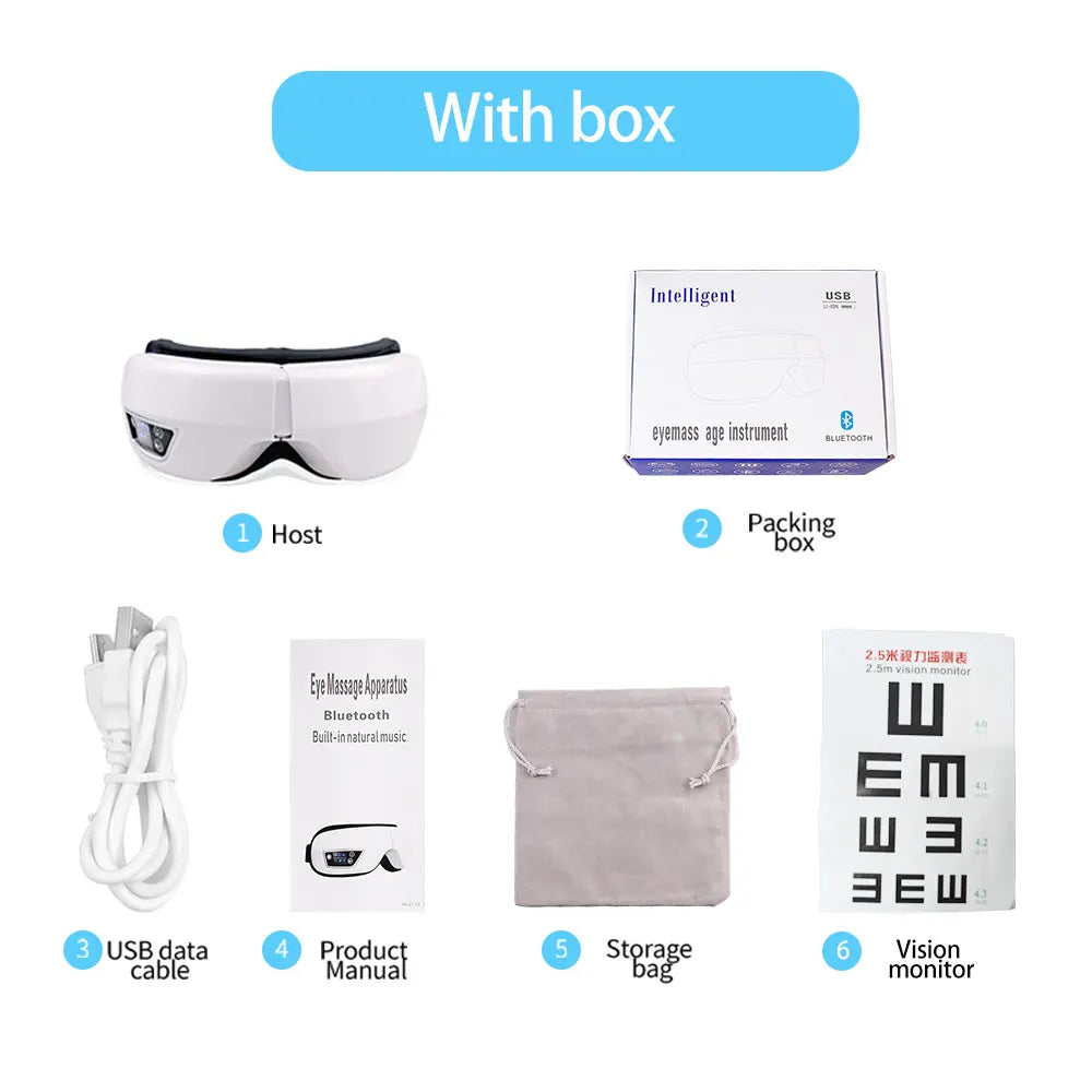 Eye Massage Instrument - Vibration, Airbag Pressure & Hot Compress Eye Massager with Bluetooth Music, Foldable for Fatigue Relief