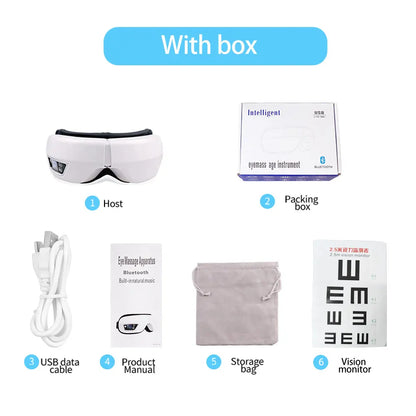 Eye Massage Instrument - Vibration, Airbag Pressure & Hot Compress Eye Massager with Bluetooth Music, Foldable for Fatigue Relief