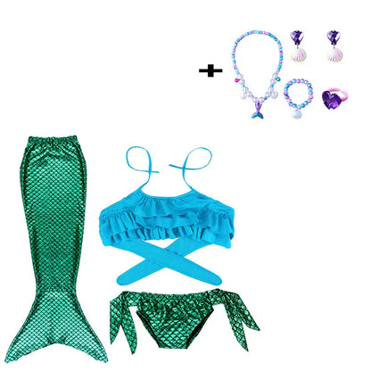 Little Girl Mermaid Tail Swimsuit — Kids Beach Bikini Cosplay Costume, Perfect Birthday Gift for Girls