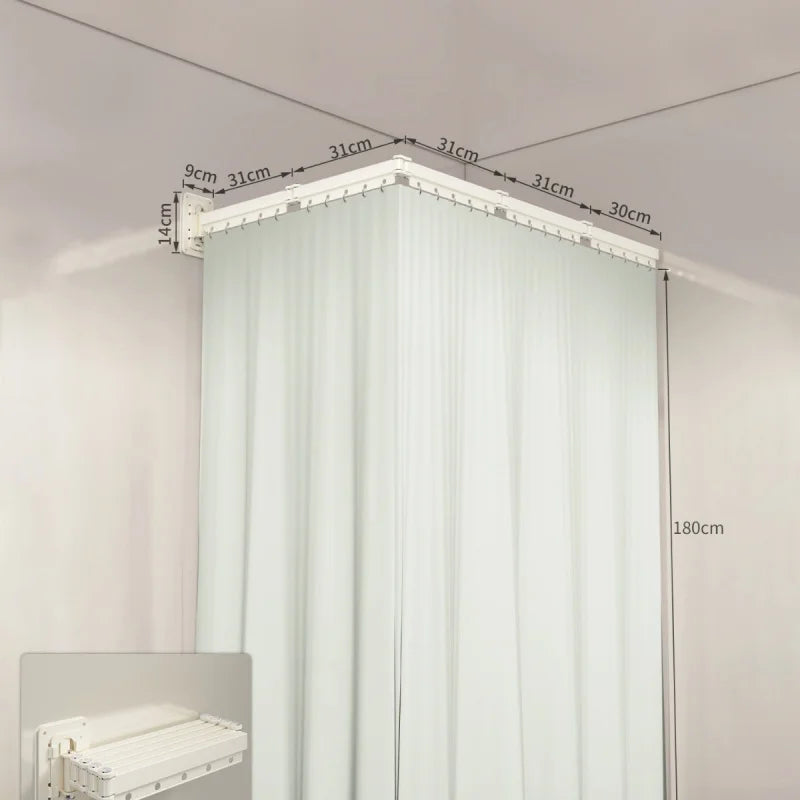 Folding Shower Curtain Partition - Waterproof Retractable Bathroom Divider for Dry & Wet Separation