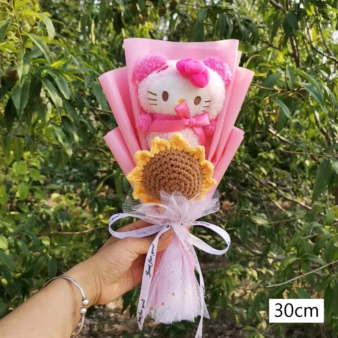 Hello Kitty Plush Bouquet — Anime Rose Soap Flowers for Wedding & Home Decor