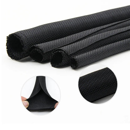 Self Closing PET Braided Cable Sleeve - 1/2/5M Expandable Insulated Wire Wrap Protector and Cable Organizer