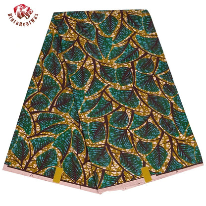 Ankara African Leaf Print Fabric - Real Wax Patchwork Sewing, Craft & DIY Textile Material