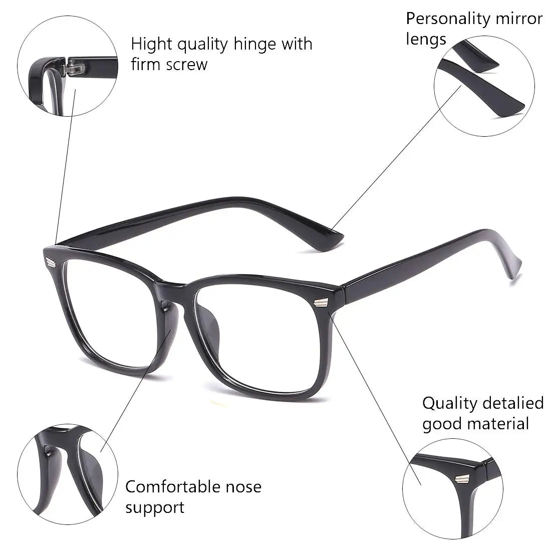 Square Blue Light Blocking Glasses – Nerd Eyeglasses Frame for Computer & Gaming Protection