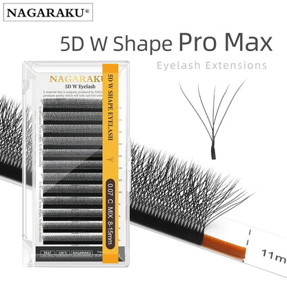 NAGARAKU 5D W-Shape Eyelash Extensions – Mega Volume Premade Fans, Soft Dense Lashes