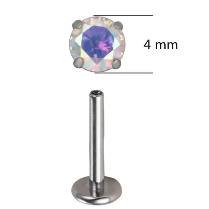 ASTM F136 Titanium CZ Labret Stud Earrings for Ear, Lip & Nose Piercings