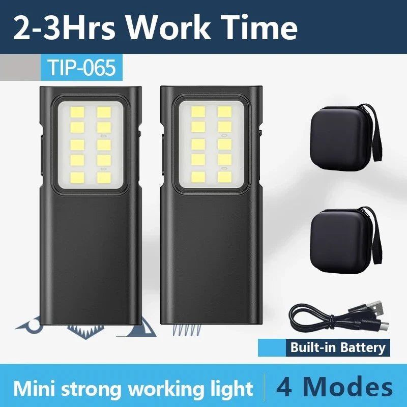 Portable COB LED Flashlight – USB Rechargeable Work Light with Pen Clip, Super Bright for Camping & Car Repair