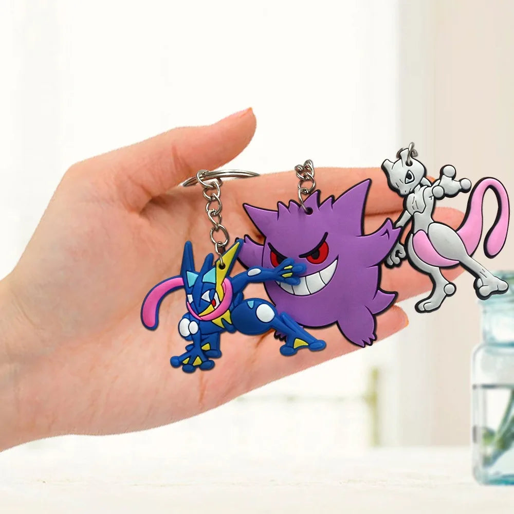 Pokémon PVC Keychain Set — Pikachu & Gengar Anime Figures, Cartoon Bag Pendant Accessories for Kids’ Birthday & Christmas Gifts