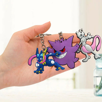 Pokémon PVC Keychain Set — Pikachu & Gengar Anime Figures, Cartoon Bag Pendant Accessories for Kids’ Birthday & Christmas Gifts