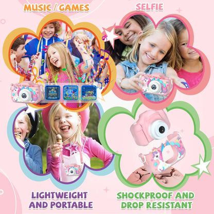 1080P HD Kids Digital Camera — Toddler Video Camera with 2.0-inch Screen & Silicone Case