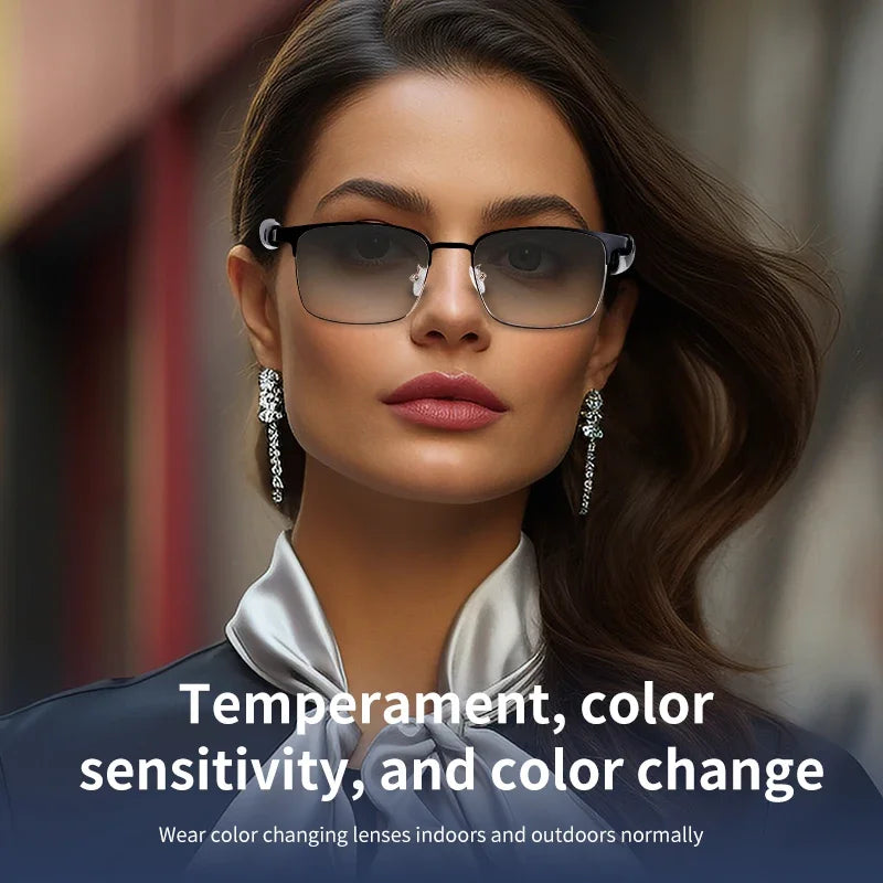 CLLOIO Wireless Bluetooth Smart Glasses – Photochromic Sunglasses with Anti-Blue Ray Reading Lenses & Myopia Prescription Support for Men & Women