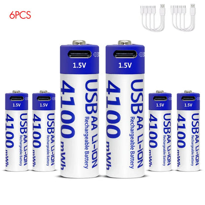MATOV 1.5V 4100mWh AA Rechargeable Battery – USB Type-C Li-ion Battery for Remote Control, Smart Door Locks & Toys