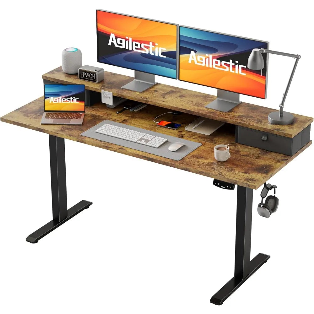 55×24 Inch Height Adjustable Electric Standing Desk – Sit-Stand Desk with 2 Drawers, Ergonomic Adjustable Workstation