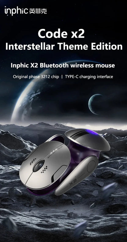 Inphic X2 Silent Bluetooth Mouse – Rechargeable Wireless Gaming & Office Mouse with Metal Base for Computer & Laptop