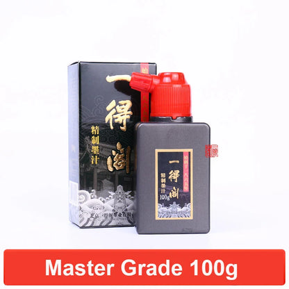 Yidege Professional Chinese Sumi Ink — Refined Black Liquid for Calligraphy & Brush Painting, 100g/250g/500g