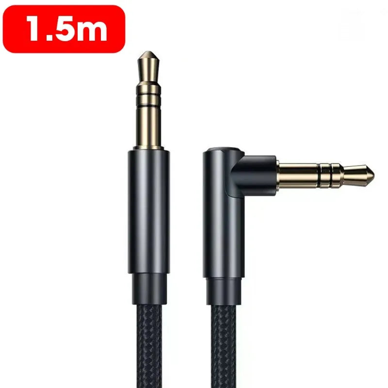 3.5mm 90° Elbow Male-to-Male Audio Cable — Speaker Aux Wire for Samsung Xiaomi MP3/4 Car Headphone Adapter Cord