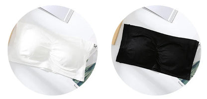 Women's Plus Size Strapless Bra – Thin, Removable Chest Cushion, Stretchy Seamless Invisible Bra, S-6XL