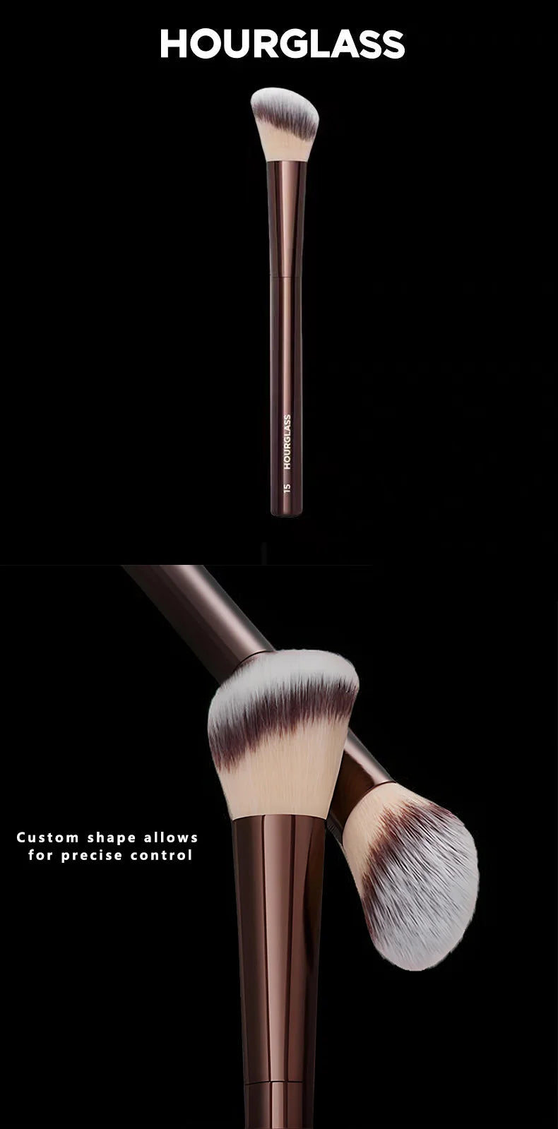HOURGLASS No. 15 Liquid Blush & Angled Contour Brush – Professional Loose Powder Beauty Tool