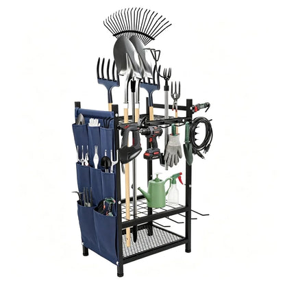 Garden Tool Storage Rack - Heavy-Duty Metal Organizer for Shovels, Rakes & Garage Tools